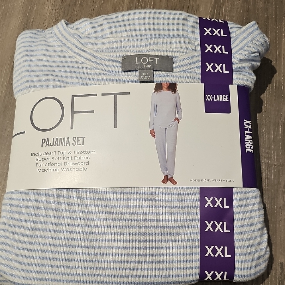 LOFT Pajama Set - Light Blue and White Stripes